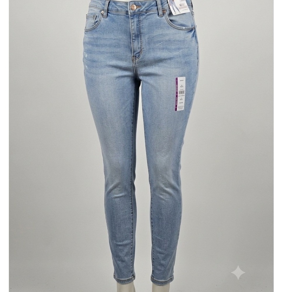 Time and Tru Womens High Rise Skinny Jeans Light Wash Stretch Denim 16 Short